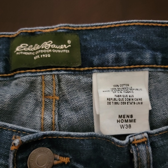 Denim Cargo Carpenter Relax Fit Eddie Bauer Dad Shorts Size 38 - Picture 8 of 8